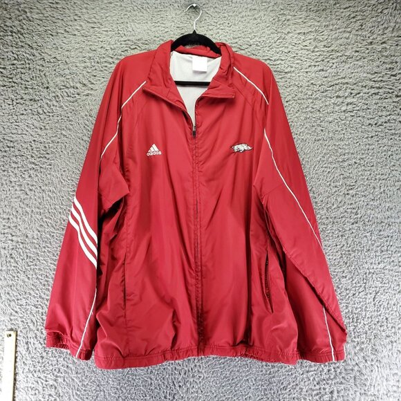 Adidas Jacket Mens 2XL Red Arkansas Razorbacks Full-Zip Windbreaker - Picture 1 of 8